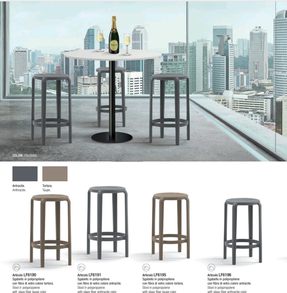 Sgabello In polipropilene Per Arredamenti Bar Pizzerie Ristorante Stile Bistrot, moderno, contemporaneo