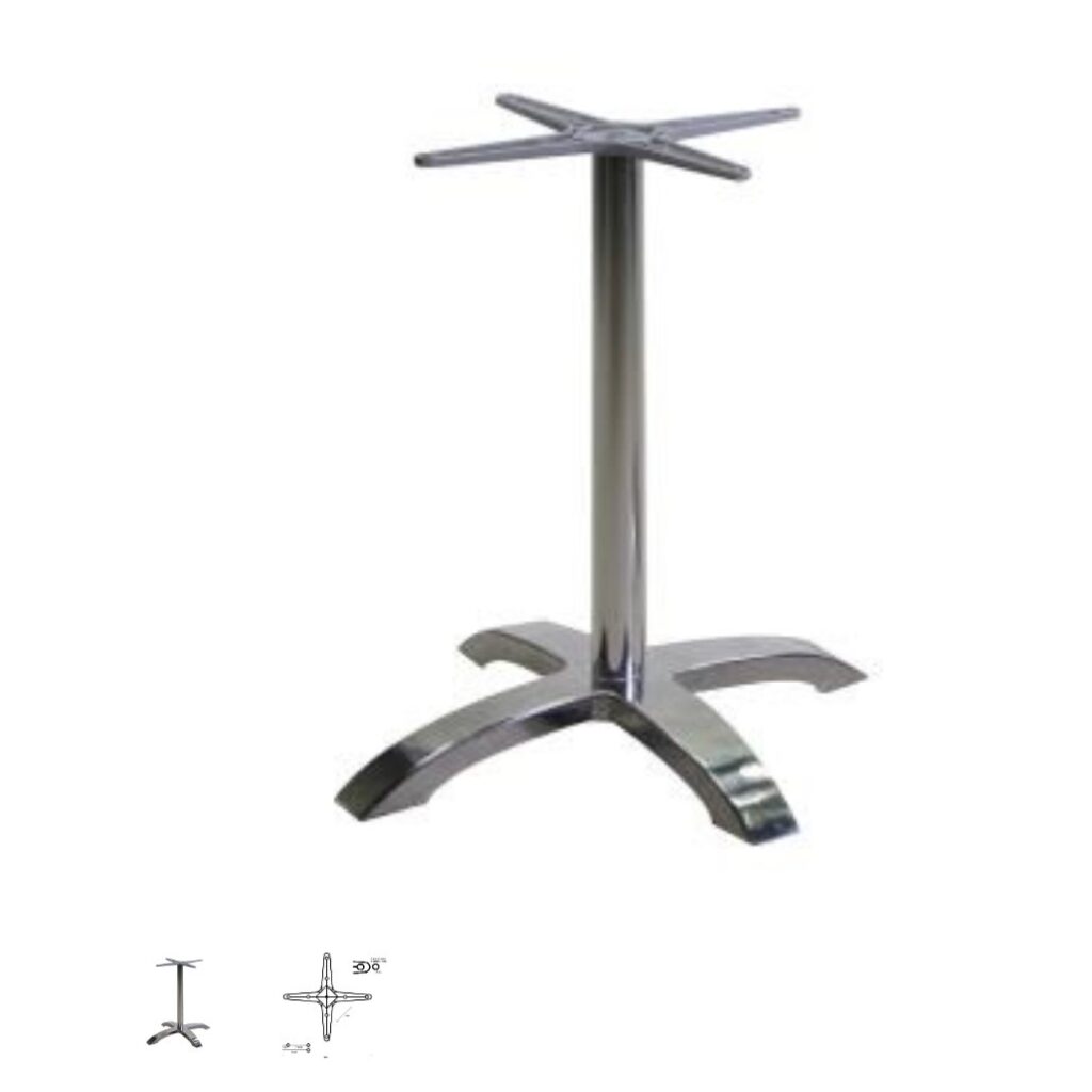 Base tavolo genova 4 razze in alluminio 

Misure: 52 x 72 x 52 cm
Peso netto: 6 kg
Tubo: Altezza 62 cm - Diametro 6 cm
Piatto superiore: 48x48 cm
Materiale: alluminio
Colore: smaltato grigio
Portata massima: 20kg