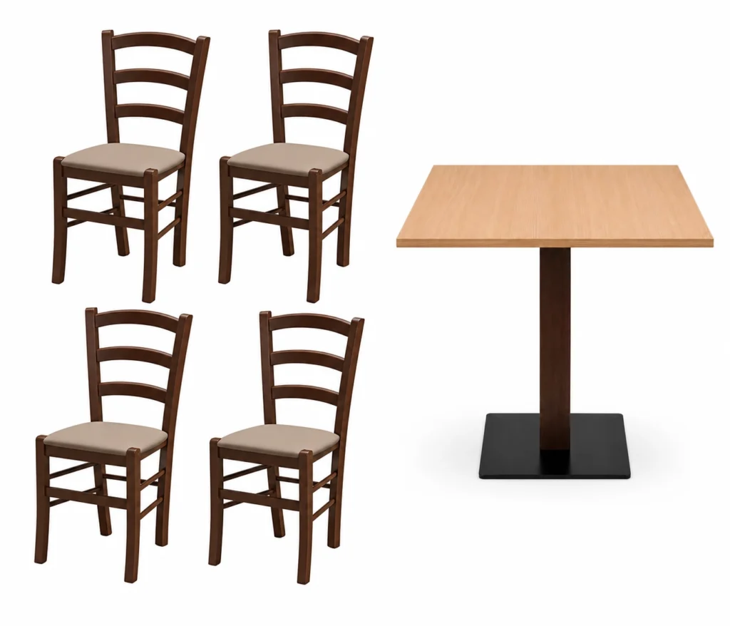 Set  tavolo con 4 sedie sedile imbottito per ristorante